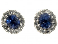 Ceylon Sapphire & Diamond Cluster Earrings