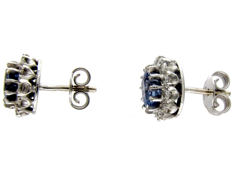 Ceylon Sapphire & Diamond Cluster Earrings