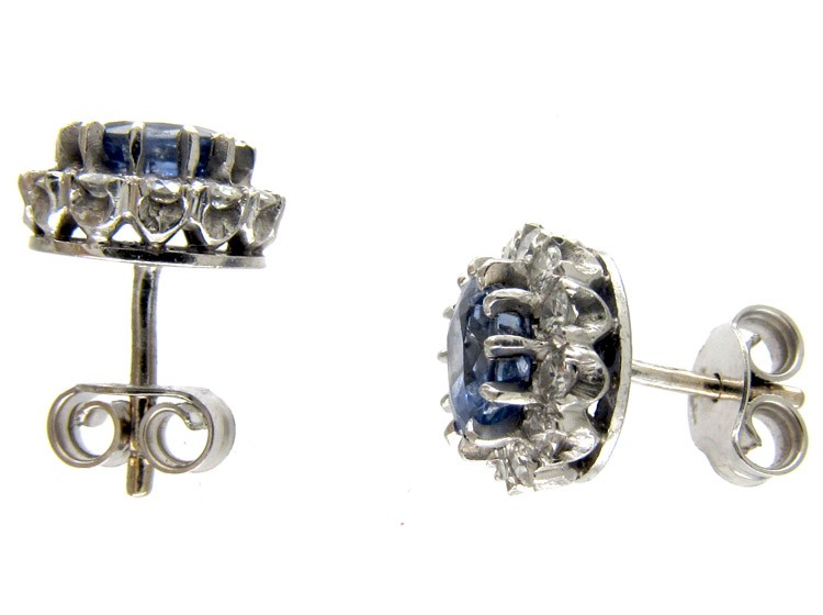 Ceylon Sapphire & Diamond Cluster Earrings
