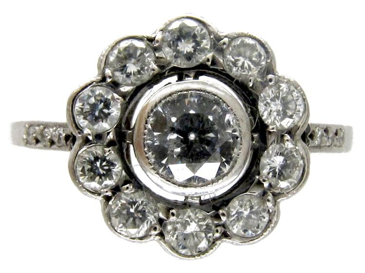 Diamond Open Cluster Art Deco Ring
