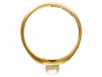Art Nouveau Natural Pearl 18ct Gold Twist Ring