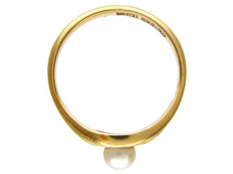 Art Nouveau Natural Pearl 18ct Gold Twist Ring