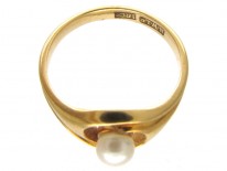 Art Nouveau Natural Pearl 18ct Gold Twist Ring
