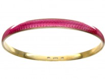 Edwardian Pink Enamel Silver Gilt Slave Bangle
