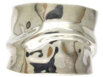 Wide Silver Ripple Bangle