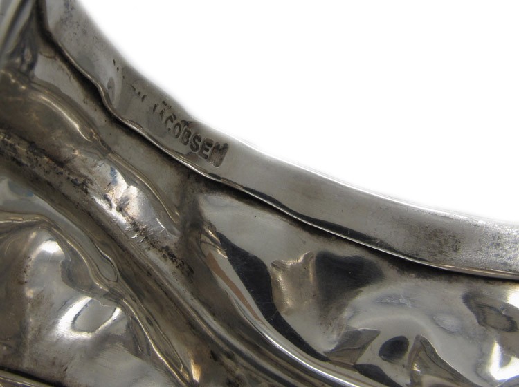 Wide Silver Ripple Bangle