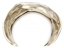 Wide Silver Ripple Bangle