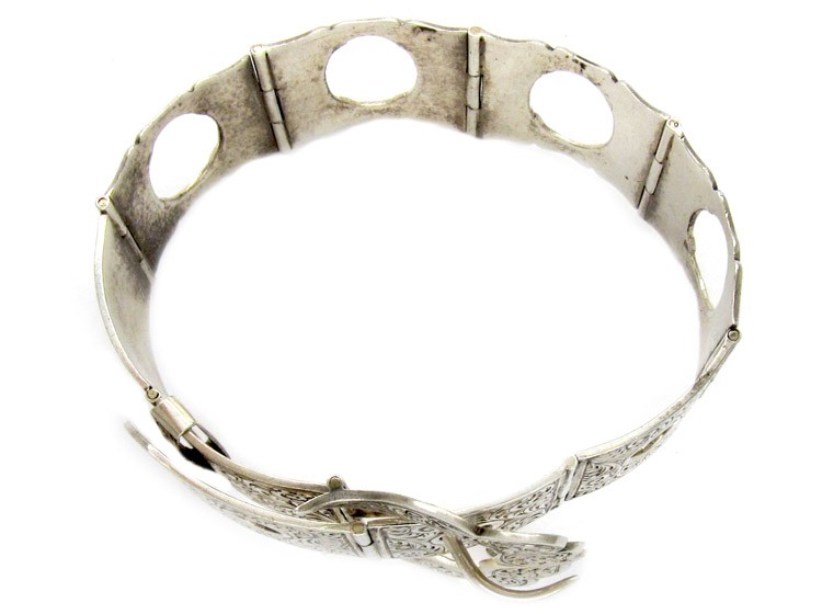Articulated Victorian Silver Buckle Bangle