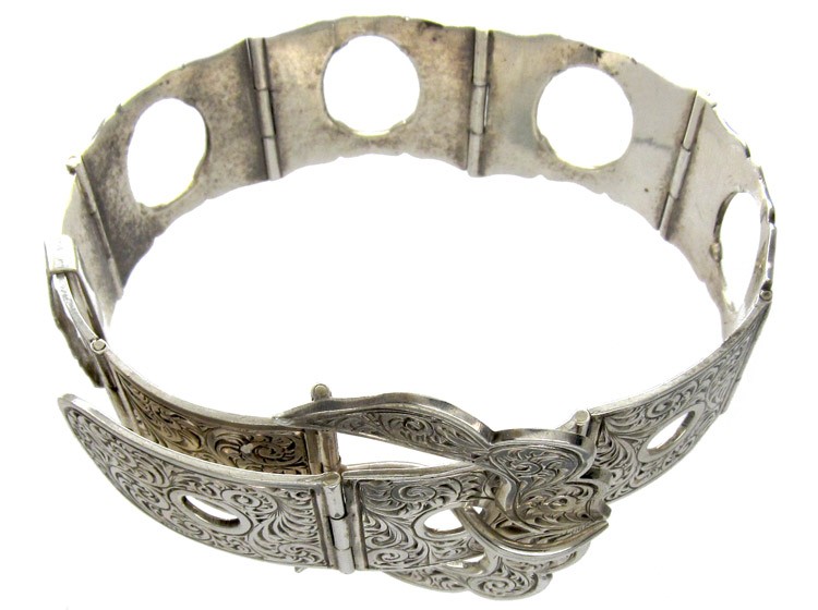 Articulated Victorian Silver Buckle Bangle