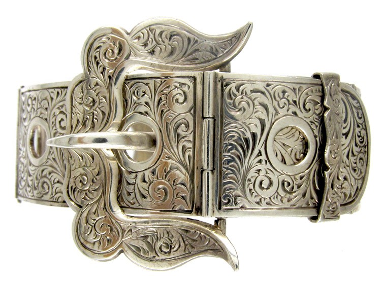 Articulated Victorian Silver Buckle Bangle