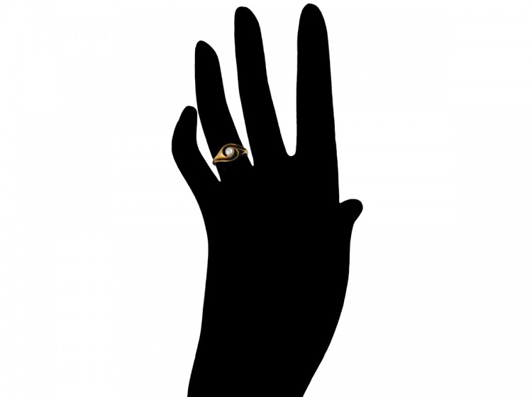 Art Nouveau Natural Pearl 18ct Gold Twist Ring