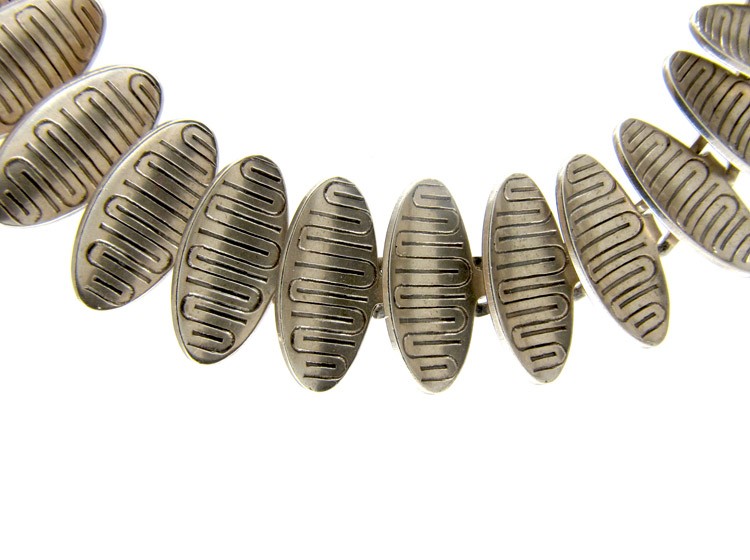 Swedish Silver Almond Shaped Sections Bracelet