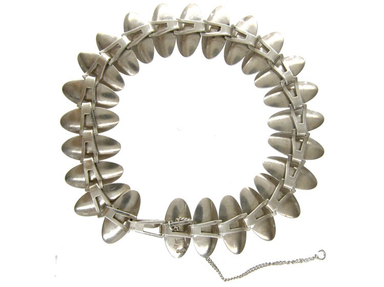 Swedish Silver Almond Shaped Sections Bracelet