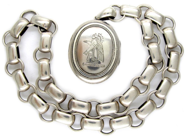 Victorian Silver Assyrian Design Locket