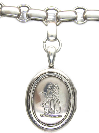 Victorian Silver Assyrian Design Locket