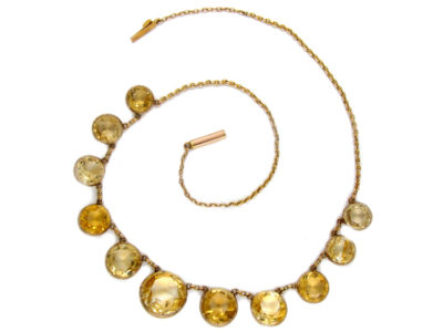 Victorian Citrine Drops Gold Necklace