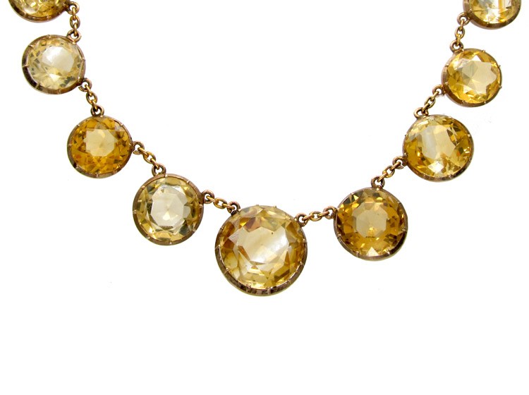 Victorian Citrine Drops Gold Necklace