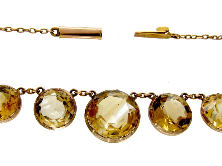 Victorian Citrine Drops Gold Necklace