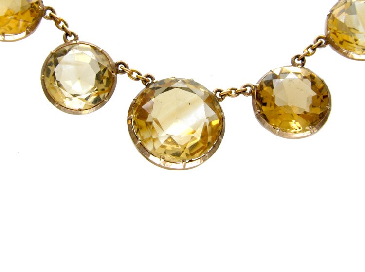 Victorian Citrine Drops Gold Necklace