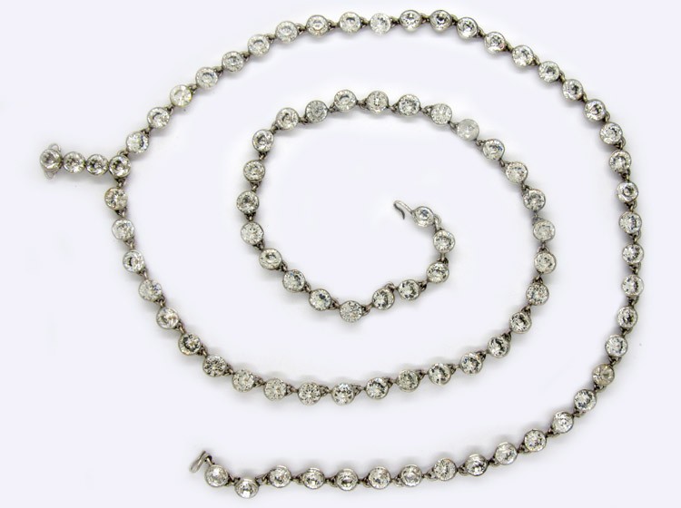 Two Row Silver & Paste Collar
