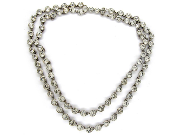 Two Row Silver & Paste Collar
