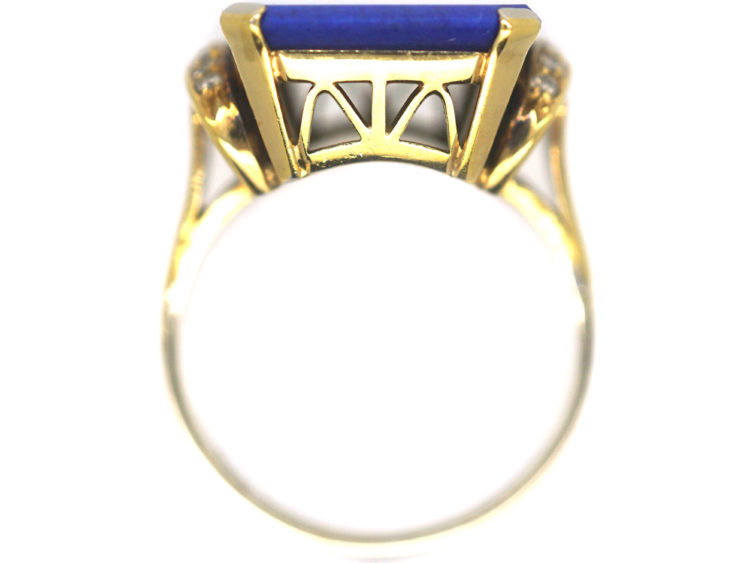 14ct Gold Lapis & Diamond Tablet Ring