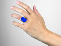 14ct Gold Lapis & Diamond Tablet Ring