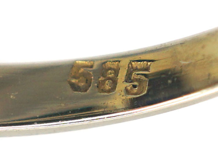 14ct Gold Lapis & Diamond Tablet Ring