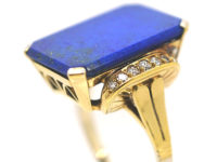 14ct Gold Lapis & Diamond Tablet Ring