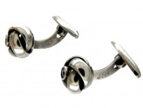 Silver Knot Cufflinks Set with Sapphires
