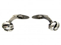 Silver Knot Cufflinks Set with Sapphires