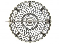 Edwardian Platinum Diamond & Natural Pearl Round Brooch