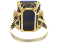 14ct Gold Lapis & Diamond Tablet Ring