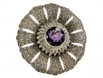 Theodor Farhner Amethyst, Marcasite & Silver Brooch