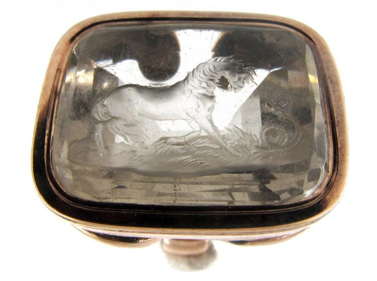 Regency Horse & Snake Carved Intaglio Citrine Seal