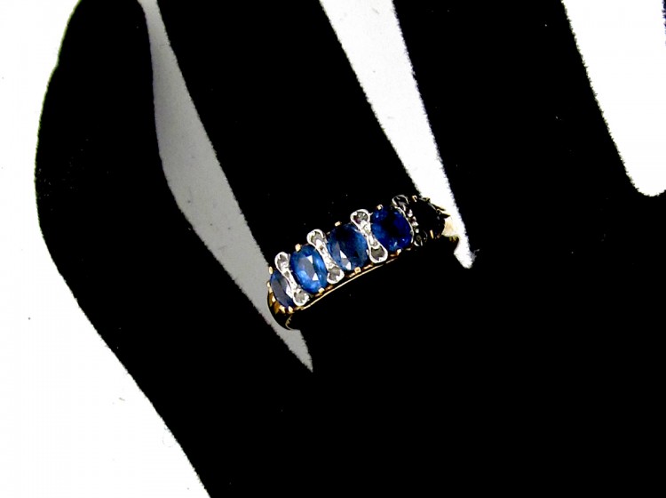 Sapphire & Rose Diamond Five Stone Ring