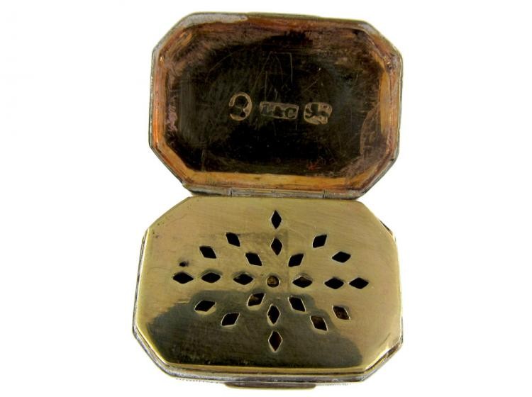Georgian Silver Bright Cut Engraved Vinaigrette