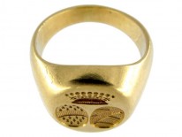 French 18ct Gold Double Crested Signet Ring