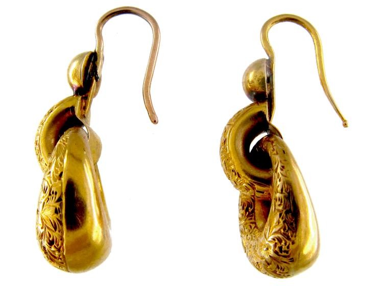 Victorian Gold Hoop Drop Earrings