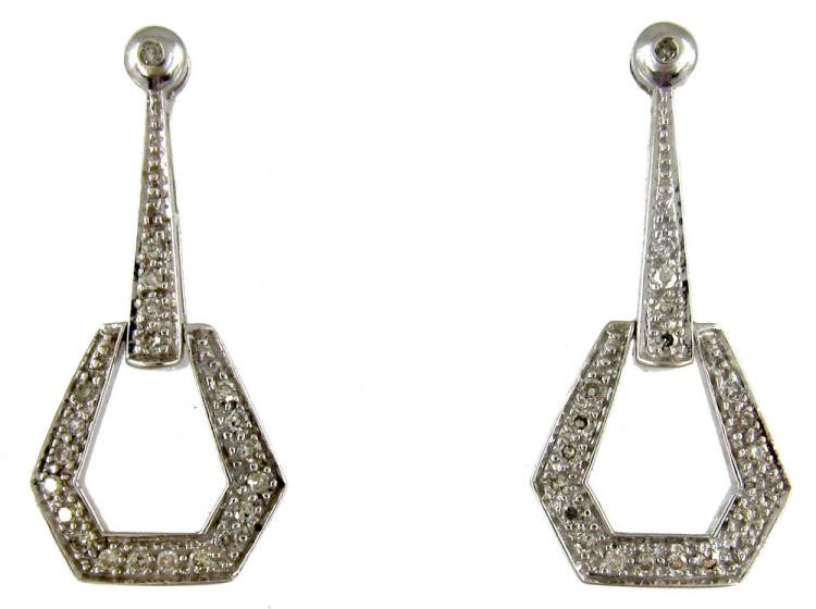 Diamond Art Deco Style Drop Earrings