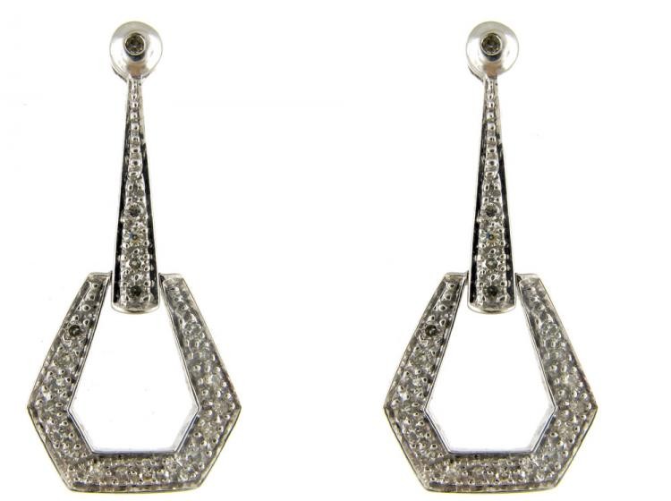 Diamond Art Deco Style Drop Earrings