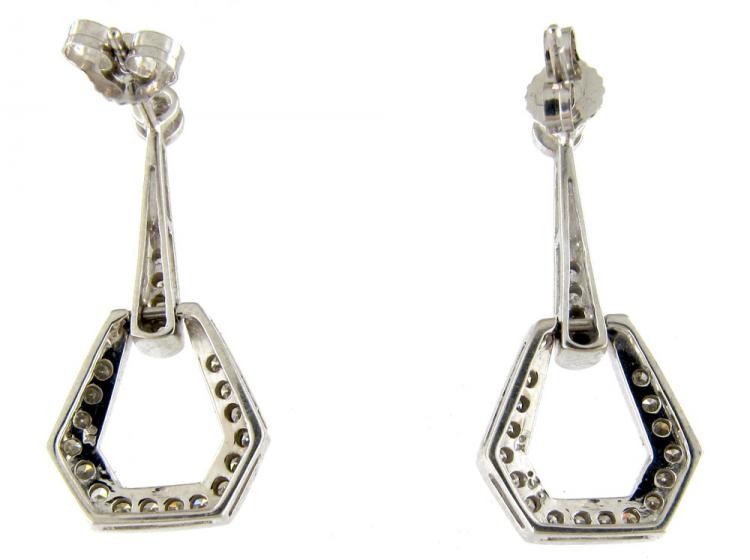 Diamond Art Deco Style Drop Earrings