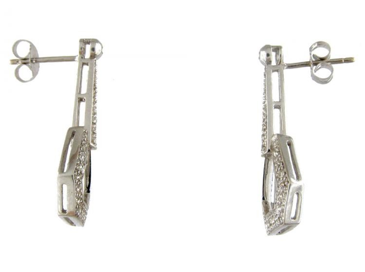 Diamond Art Deco Style Drop Earrings