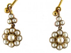 Natural Split Pearl Victorian Flower Drop Earrings