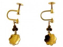 Natural Split Pearl Victorian Flower Drop Earrings