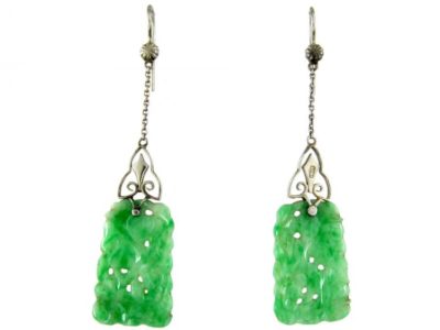 Jade 18ct Gold Drop Earrings