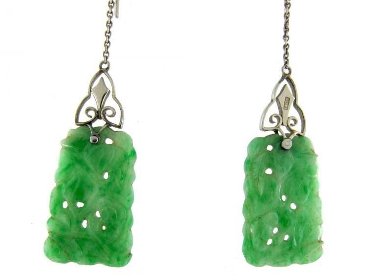 Jade 18ct Gold Drop Earrings