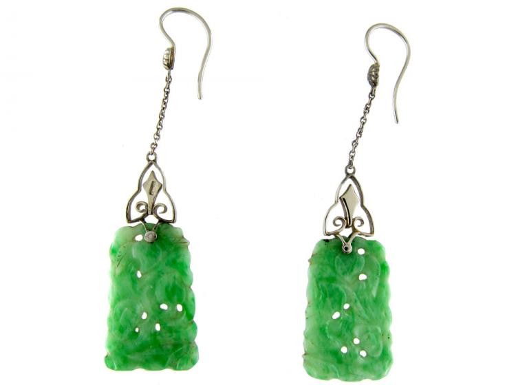 Jade 18ct Gold Drop Earrings
