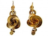 Victorian Garnet 15ct Leaf Drop Gold Earrings
