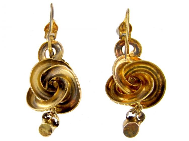Victorian Garnet 15ct Leaf Drop Gold Earrings